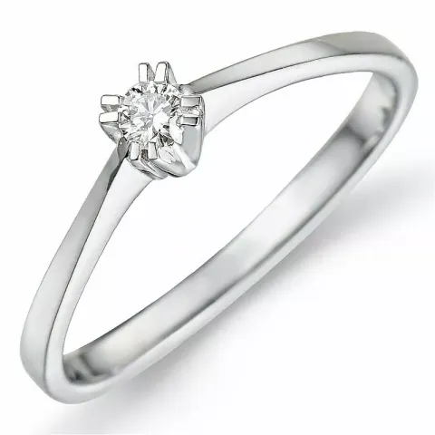 Timantti solitaire-sormus 9 karaatin valkokultaa 0,05 ct