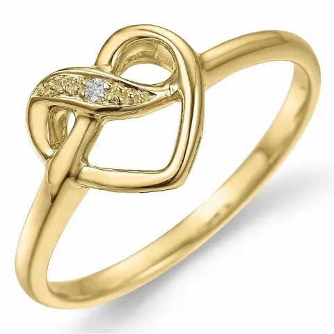 sydän timantti sormus 9 karaatin kultaa 0,008 ct