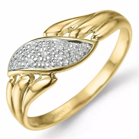 Abstrakti timantti sormus 9 karaatin kulta ja valkokultaa 0,04 ct