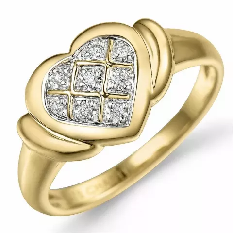 sydän timantti sormus 9 karaatin kulta ja valkokultaa 0,04 ct