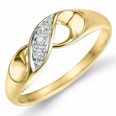 timantti sormus 9 karaatin kulta ja valkokultaa 0,03 ct