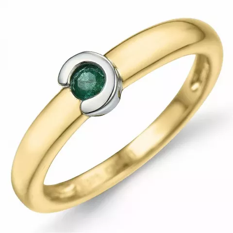pyöreä smaragdi sormus 9 karaatin kulta ja valkokultaa 0,13 ct