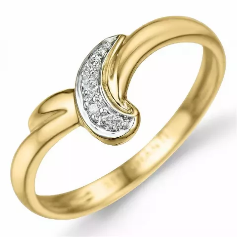 abstrakti timantti sormus 9 karaatin kulta ja valkokultaa 0,005 ct