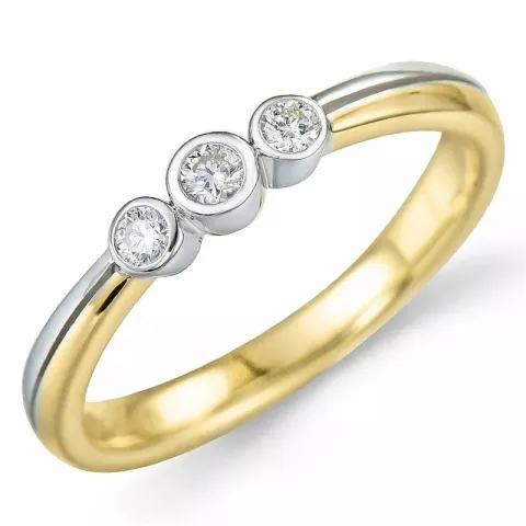 pyöreä timanttisormus 9 karaatin kulta ja valkokultaa 0,12 ct