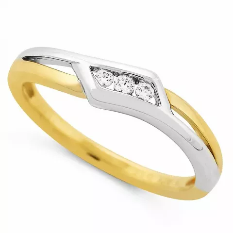 abstrakti timantti sormus 9 karaatin kulta ja valkokultaa 0,06 ct