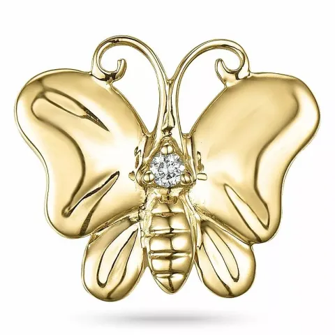 Perhoset timantti riipus 9 karaatti kultaa 0,01 ct