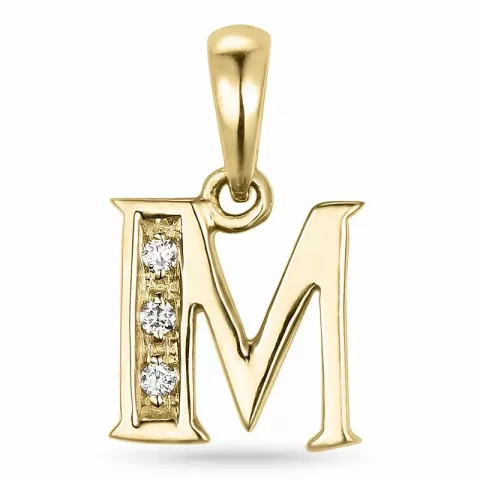 M-kirjain timanttiriipus 9 karaatti kultaa 0,02 ct