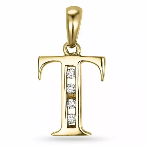t-kirjain timantti riipus 9 karaatti kultaa 0,04 ct