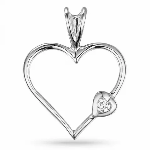 Sydän timantti riipus 9 karaatti valkokultaa 0,01 ct