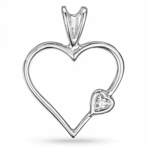 Sydän timantti riipus 9 karaatti valkokultaa 0,009 ct