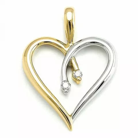 Sydän timantti riipus 9 karaatti kulta ja valkokultaa 0,03 ct ct