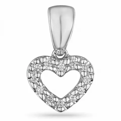 Sydän timantti riipus 9 karaatti valkokultaa 0,06 ct