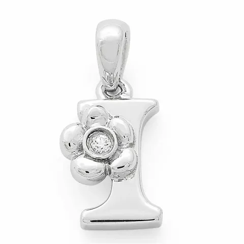 I-kirjain timantti riipus 9 karaatti valkokultaa 0,01 ct