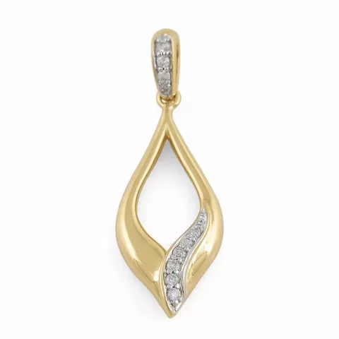 Elegantti abstrakti timanttiriipus 9 karaatti kulta ja valkokultaa 0,06 ct ct