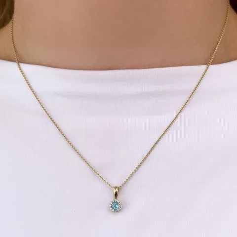 Elegantti pyöreä topaasi timanttiriipus 9 karaatti kultaa 0,07 ct 0,30 ct