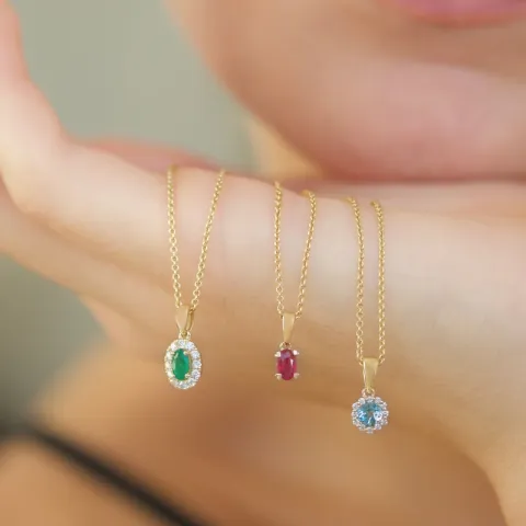 Elegantti pyöreä topaasi timanttiriipus 9 karaatti kultaa 0,07 ct 0,30 ct