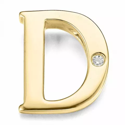D-kirjain timantti riipus 9 karaatti kultaa 0,01 ct