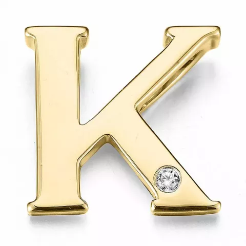 K-kirjain timantti riipus 9 karaatti kultaa 0,01 ct