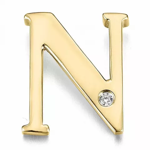 N-kirjain timantti riipus 9 karaatti kultaa 0,01 ct