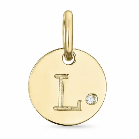 l-kirjain timantti riipus 9 karaatti kultaa 0,01 ct