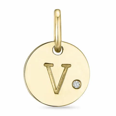 v-kirjain timantti riipus 9 karaatti kultaa 0,01 ct