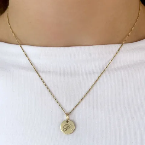 p-kirjain timantti riipus 9 karaatti kultaa 0,01 ct