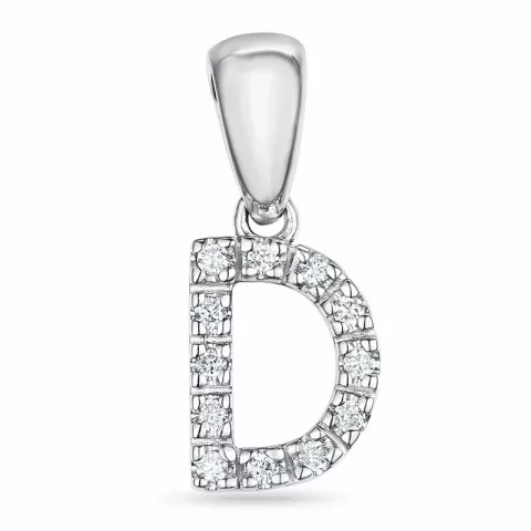 d-kirjain timantti riipus 9 karaatti valkokultaa 0,072 ct