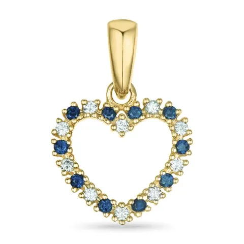 sydän safiiri timanttiriipus 9 karaatti kultaa 0,08 ct 0,09 ct