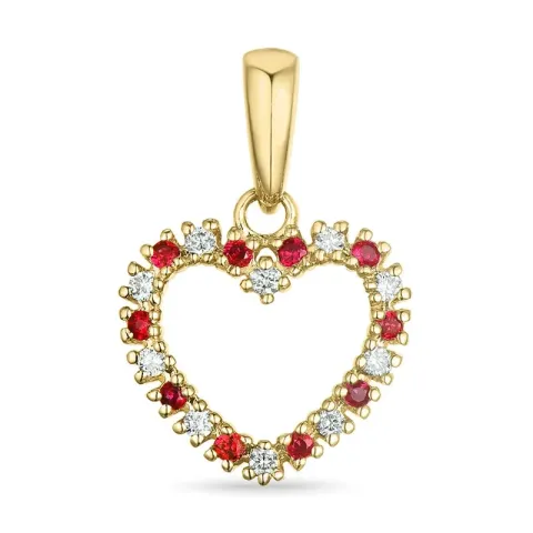 sydän rubiini timanttiriipus 9 karaatti kultaa 0,08 ct 0,09 ct