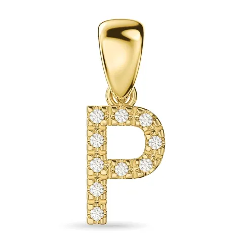 p-kirjain timantti riipus 9 karaatti kultaa 0,06 ct