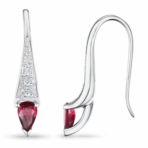 pitkät rubiini briljanttikorvakorut 9 karaatin valkokultaa kanssa rubiini ja timantti 