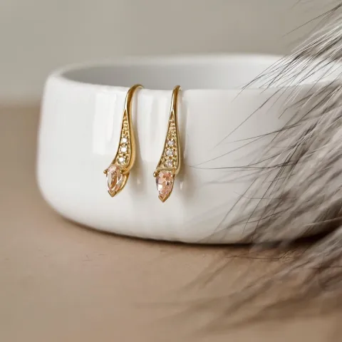 pitkät Morganite briljanttikorvakorut 9 karaatin kultaa kanssa Morganite ja timantti