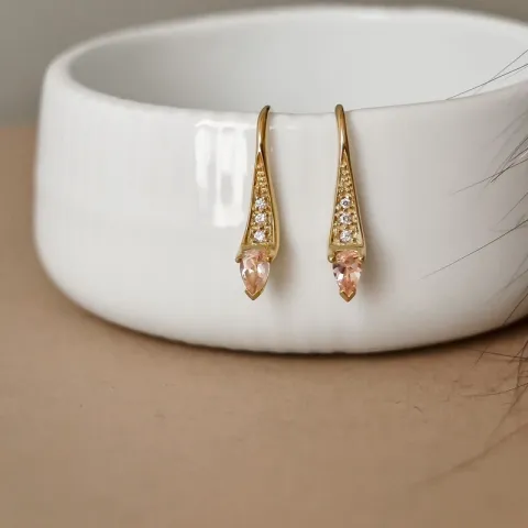pitkät Morganite briljanttikorvakorut 9 karaatin kultaa kanssa Morganite ja timantti