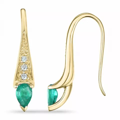 pitkät smaragdi briljanttikorvakorut 9 karaatin kultaa kanssa smaragdi ja timantti 