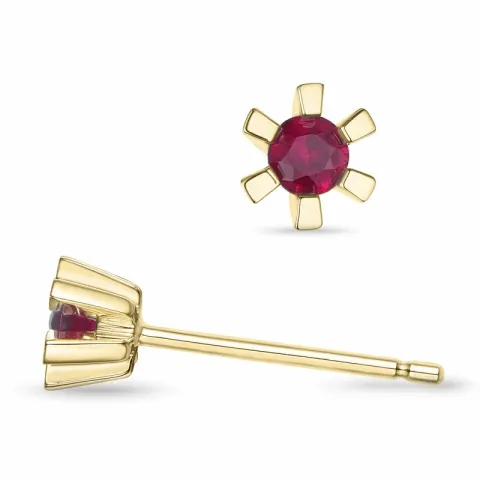 2 x 0,10 ct rubiini solitaire-nappikorvakorut 9 karaatin kultaa kanssa rubiini