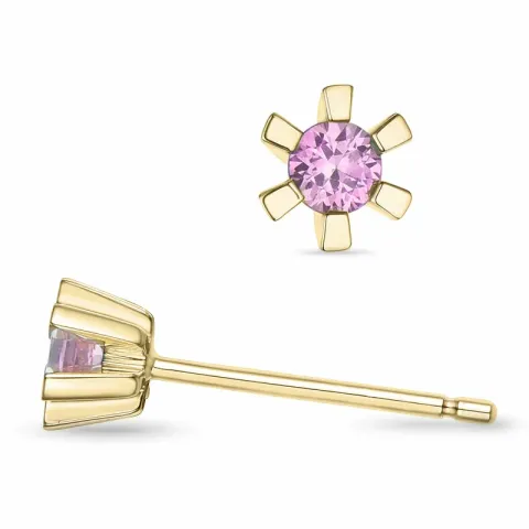 2 x 0,10 ct pinkki safiiri solitaire-nappikorvakorut 9 karaatin kultaa kanssa pinkki safiiri 