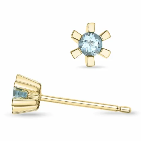 2 x 0,07 ct akvamariinia solitaire-nappikorvakorut 9 karaatin kultaa kanssa akvamariinia