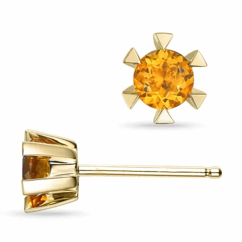 2 x 0,25 ct sitriini solitaire-nappikorvakorut 9 karaatin kultaa kanssa sitriini