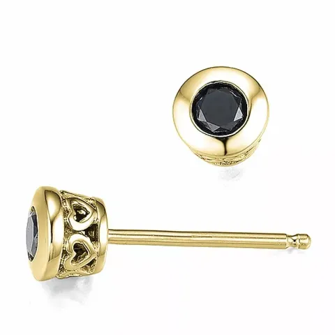 2 x 0,11 ct mustat timantti solitaire-nappikorvakorut 9 karaatin kultaa kanssa musta timantti