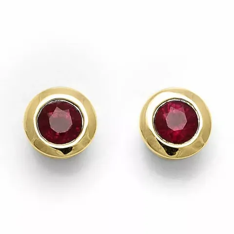 2 x 0,14 ct punaista rubiini solitaire-nappikorvakorut 9 karaatin kultaa kanssa rubiini