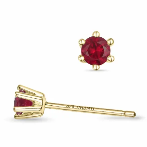 2 x 0,14 ct granaatti solitaire-nappikorvakorut 9 karaatin kultaa kanssa granaatti