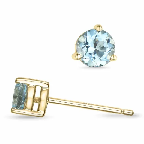 2 x 0,20 ct akvamariinia solitaire-nappikorvakorut 9 karaatin kultaa kanssa akvamariinia