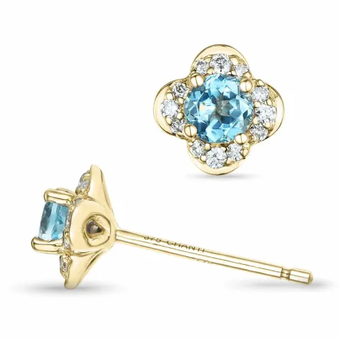 kukka topaasi briljanttikorvakorut 9 karaatin kultaa kanssa topaasi ja timantti 