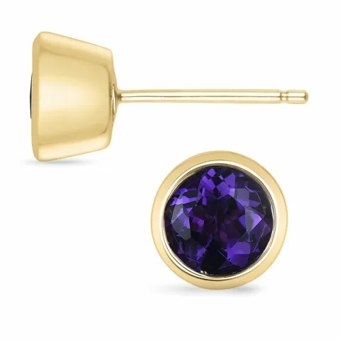 2 x 0,80 ct ametisti solitaire-nappikorvakorut 9 karaatin kultaa kanssa ametisti
