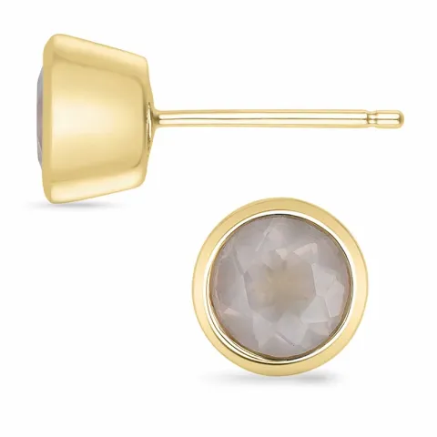 2 x 0,80 ct pyöreitä roosanvärinen kvartsi solitaire-nappikorvakorut 9 karaatin kultaa kanssa roosanvärinen kvartsi