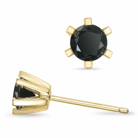 2 x 0,34 ct mustat timantti solitaire-nappikorvakorut 9 karaatin kultaa kanssa musta timantti