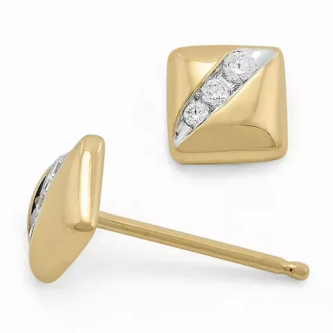 neliskulmainen timanttikorvakorut 9 karaatin kultaa kanssa timantti 