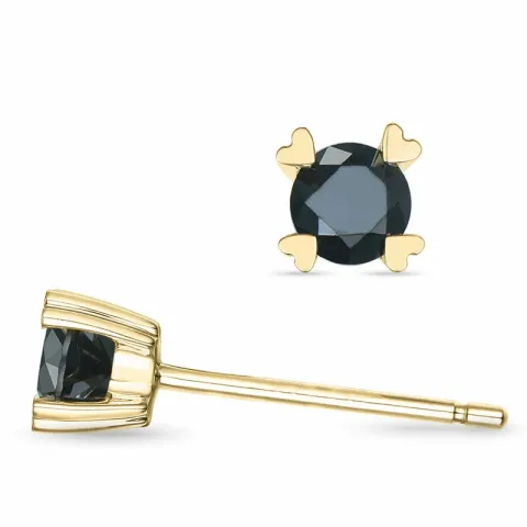 2 x 0,20 ct mustat timantti solitaire-nappikorvakorut 9 karaatin kultaa kanssa musta timantti