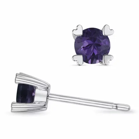 2 x 0,22 ct ametisti solitaire-nappikorvakorut 9 karaatin valkokultaa kanssa ametisti