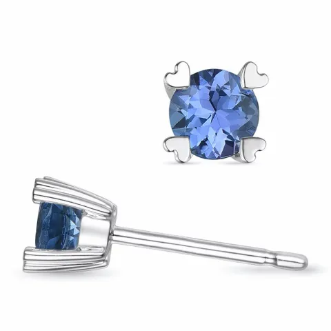 2 x 0,22 ct tansaniitti solitaire-nappikorvakorut 9 karaatin valkokultaa kanssa tansaniitti